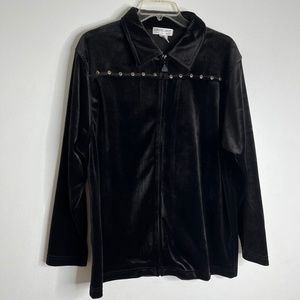 Euro Joy Vintage Black Zip Closure Jacket Womens Sweater with Detail Size L